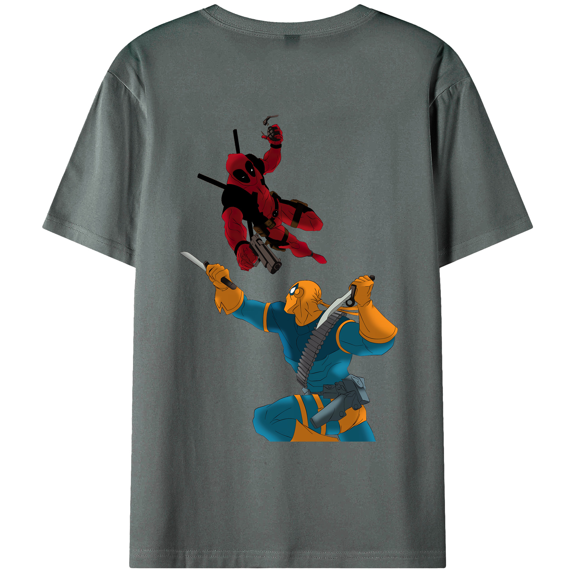 （画像用） Deadpool デッドプール 綿100％ メンズ半袖Tシャツ（バックプリント） 通気性